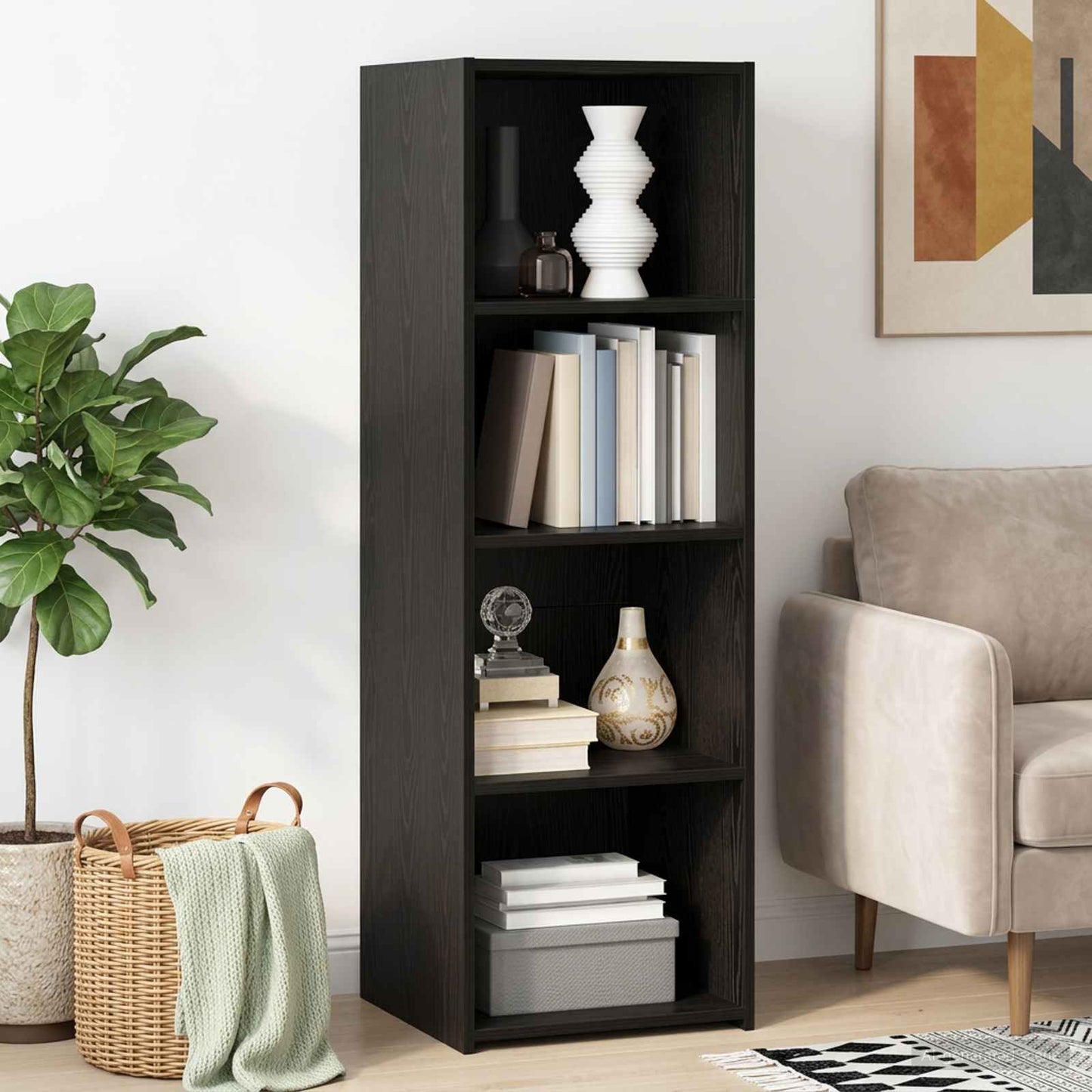 vidaXL Highboard Black Oak 40 x 41 x 124 cm Engineered Wood