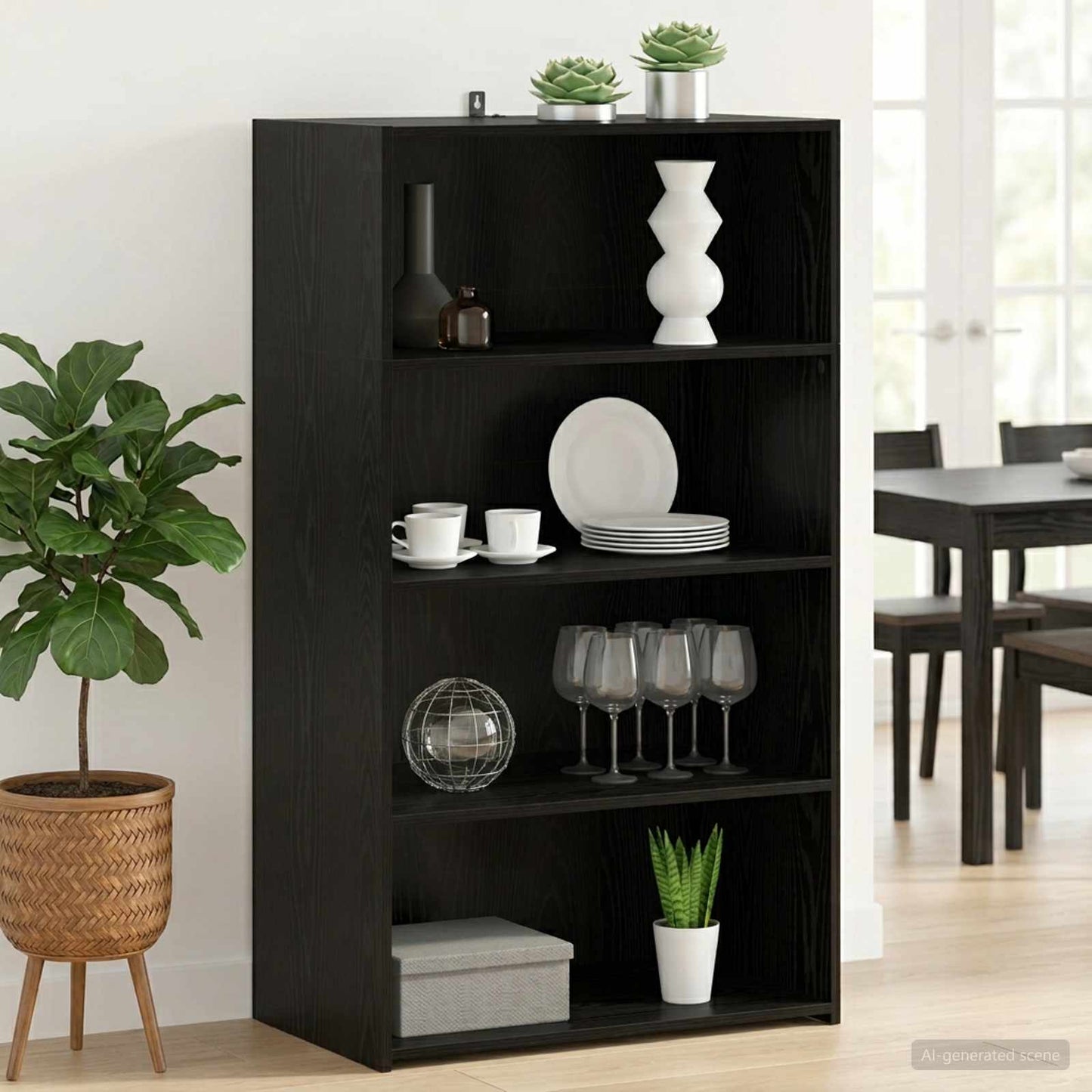 vidaXL Highboard Black Oak 70 x 41 x 124 cm Engineered Wood