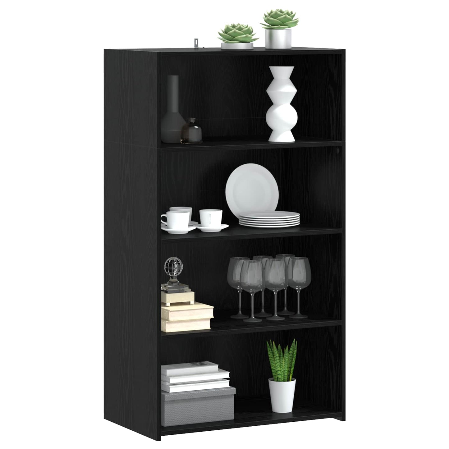 vidaXL Highboard Black Oak 70 x 41 x 124 cm Engineered Wood