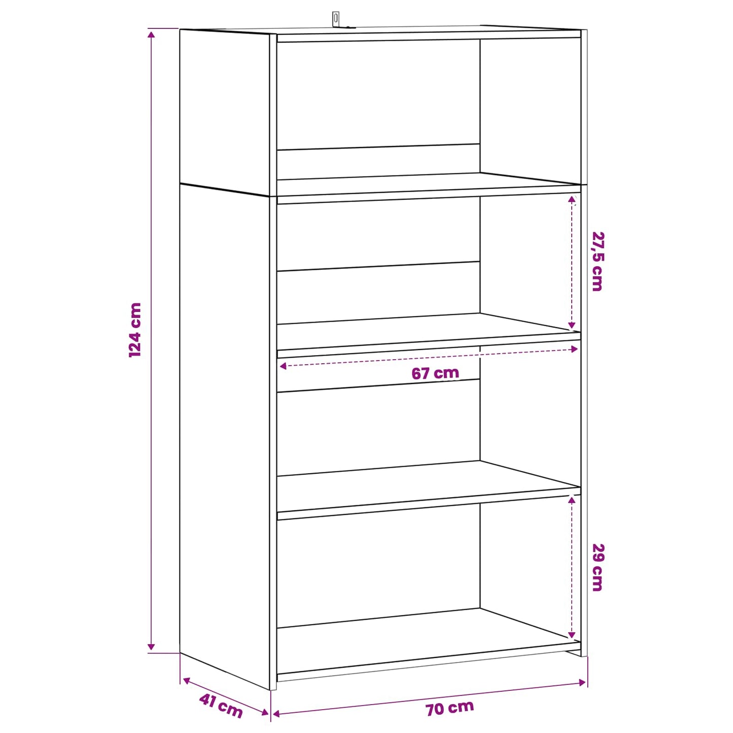 vidaXL Highboard Black Oak 70 x 41 x 124 cm Engineered Wood