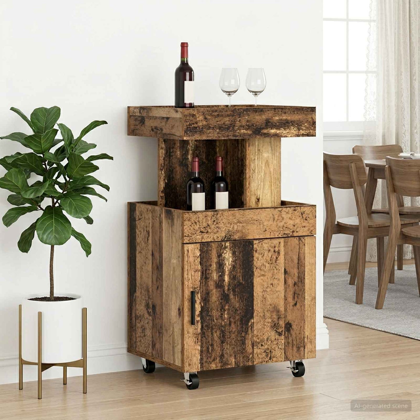 vidaXL Bar Cart Oak Wood 50 x 41 x 89 cm Engineered Wood