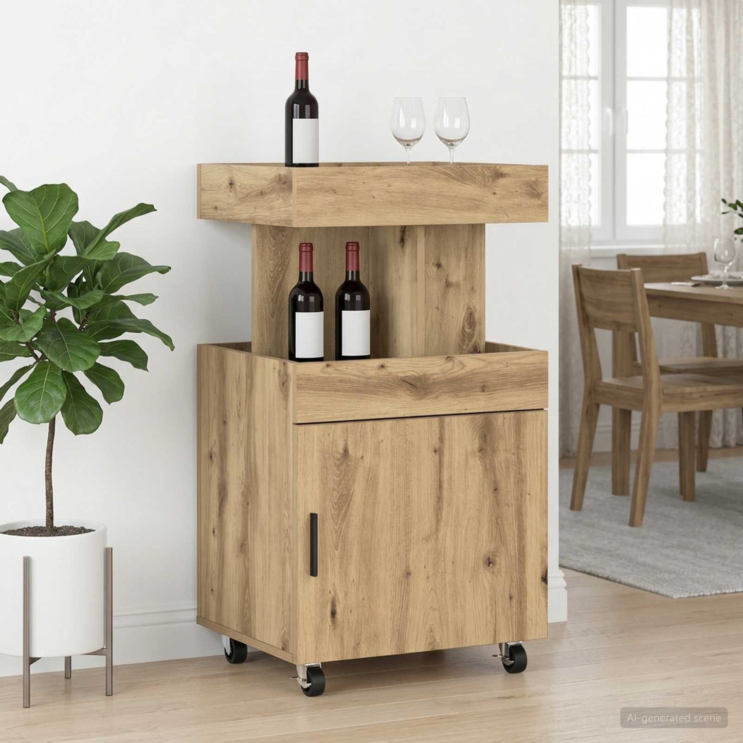vidaXL Bar Cart Artisan Oak 50 x 41 x 89 cm Engineered Wood
