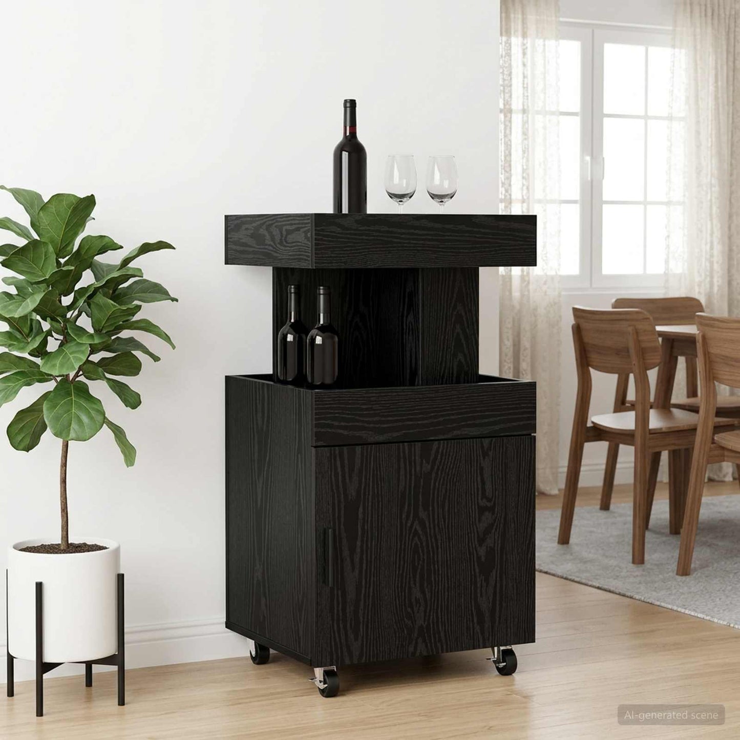 vidaXL Bar Cart Black Oak 50 x 41 x 89 cm Engineered Wood