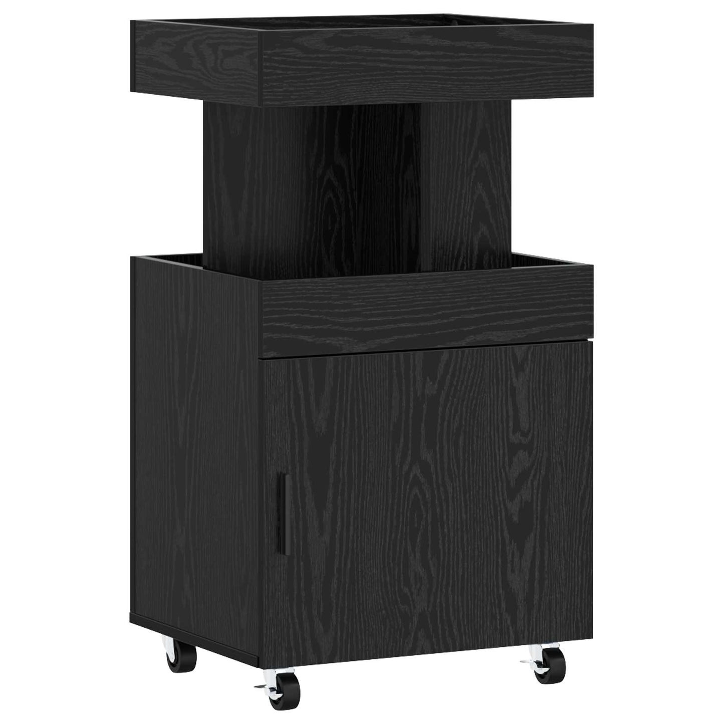 vidaXL Bar Cart Black Oak 50 x 41 x 89 cm Engineered Wood