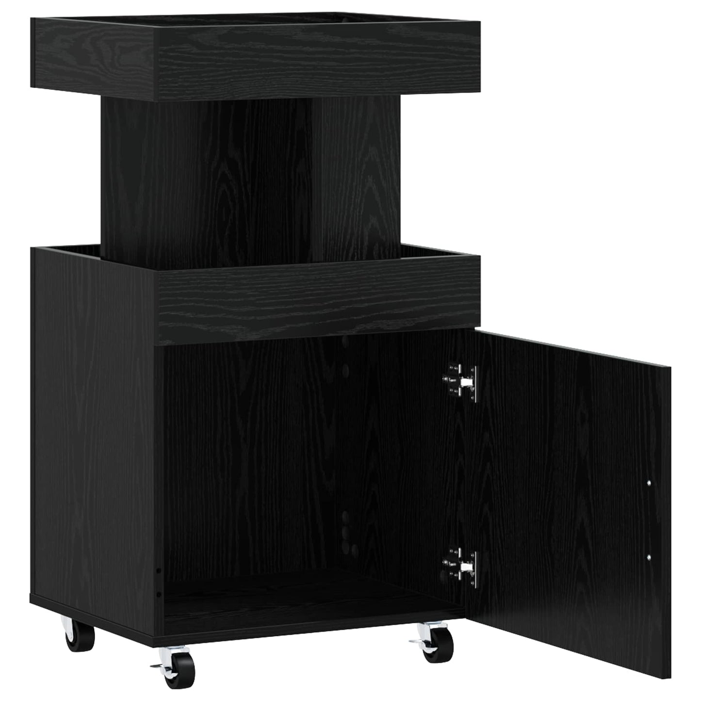 vidaXL Bar Cart Black Oak 50 x 41 x 89 cm Engineered Wood