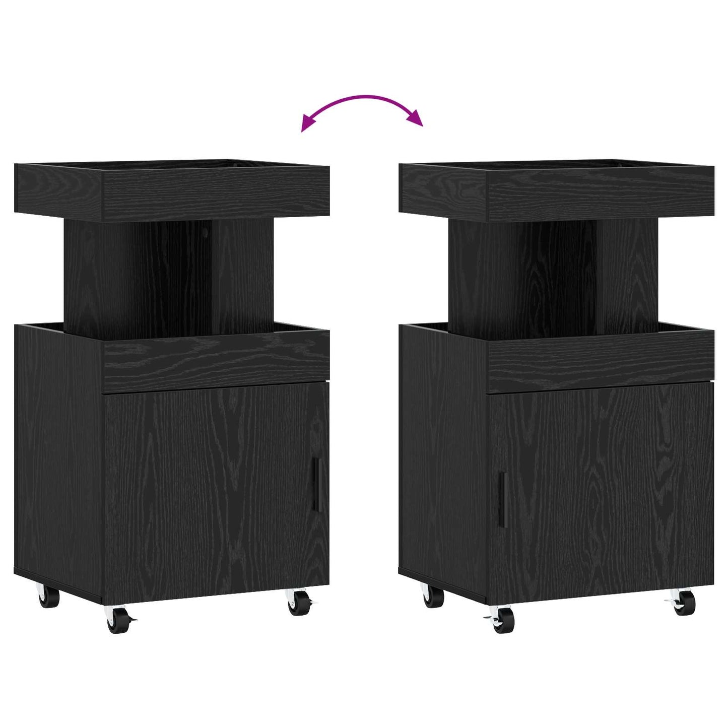 vidaXL Bar Cart Black Oak 50 x 41 x 89 cm Engineered Wood
