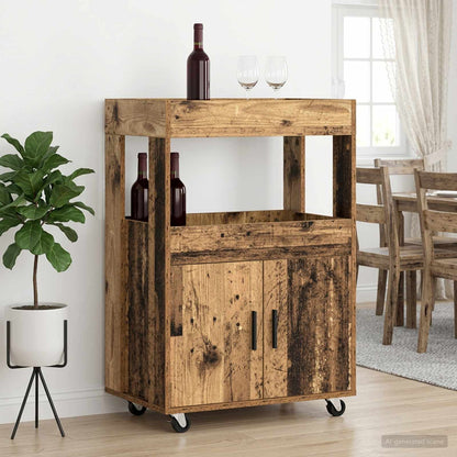 vidaXL Bar Cart Oak Wood 60 x 39.5 x 89 cm Engineered Wood