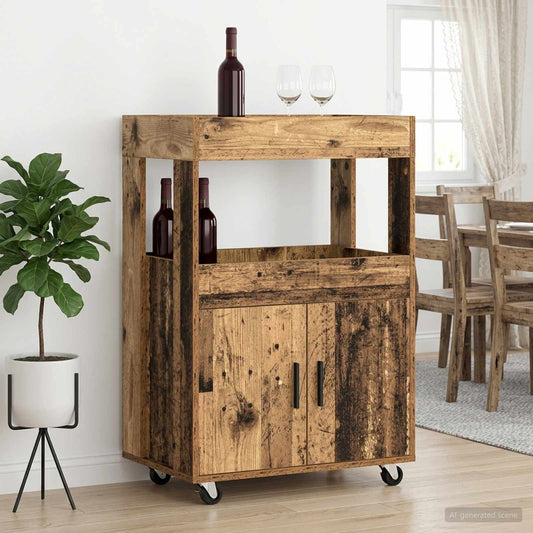 vidaXL Bar Cart Old Wood 60 x 39.5 x 89 cm Engineered Wood