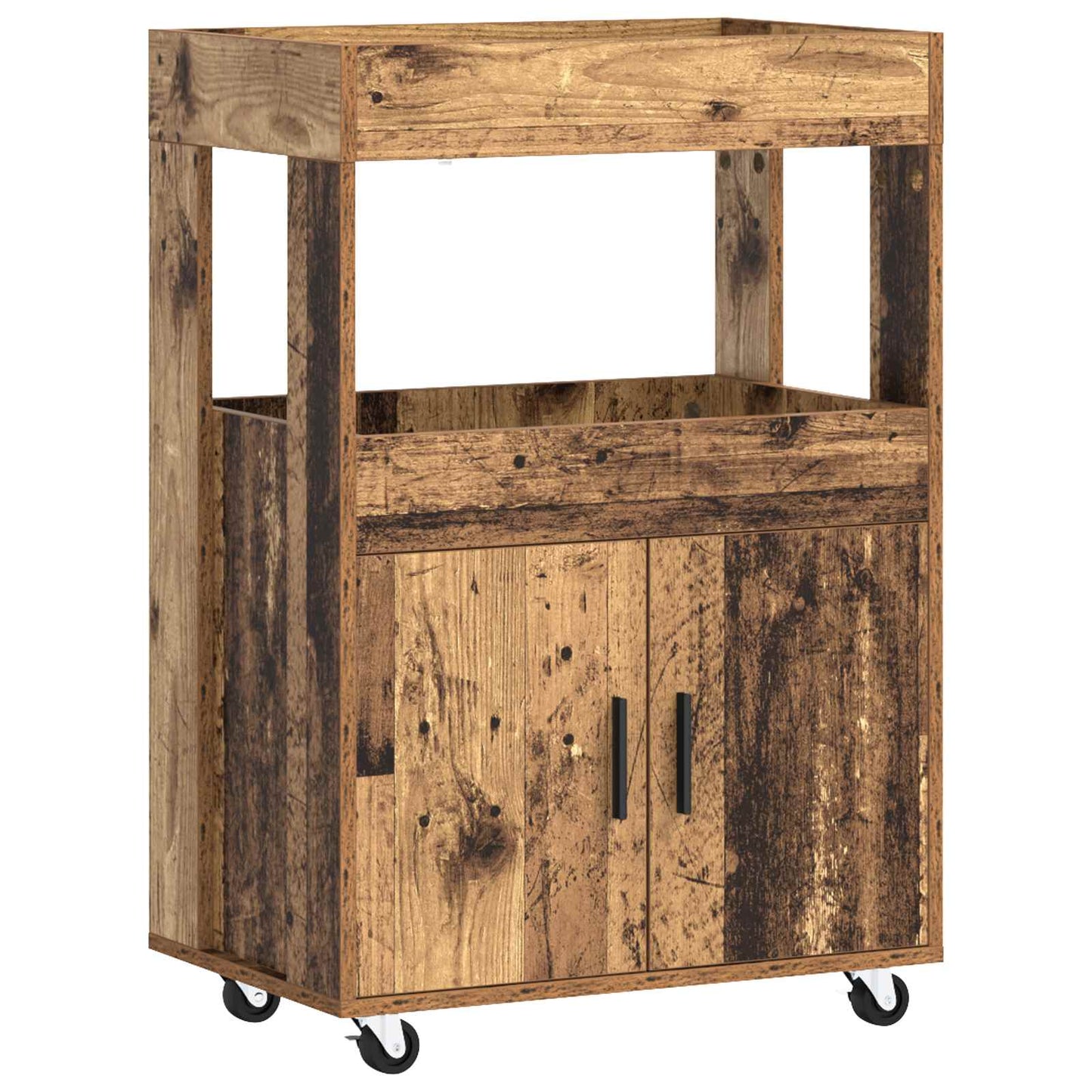 vidaXL Bar Cart Oak Wood 60 x 39.5 x 89 cm Engineered Wood