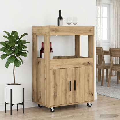 vidaXL Bar Cart Artisan Oak 60 x 39.5 x 89 cm Engineered Wood