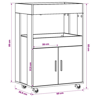 vidaXL Bar Cart Artisan Oak 60 x 39.5 x 89 cm Engineered Wood