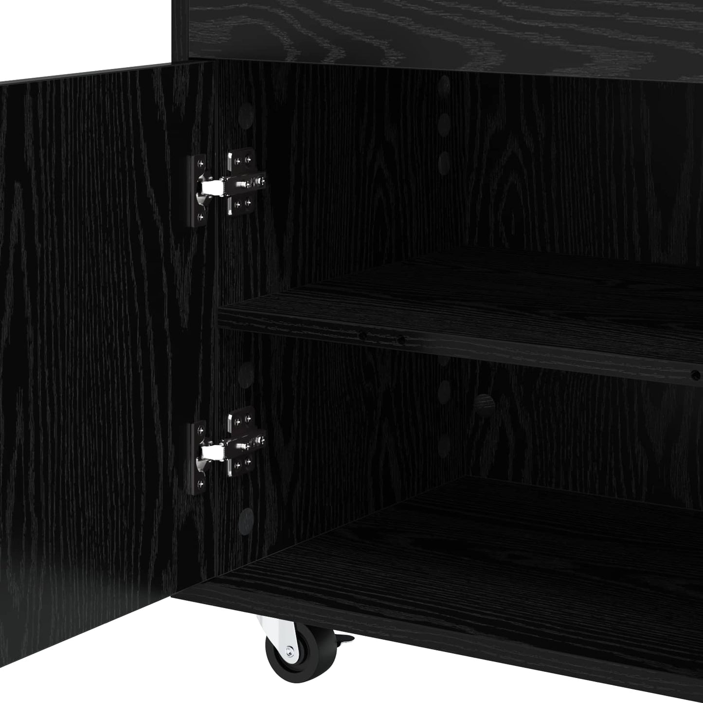 vidaXL Bar Cart Black Oak 60 x 39.5 x 89 cm Engineered Wood
