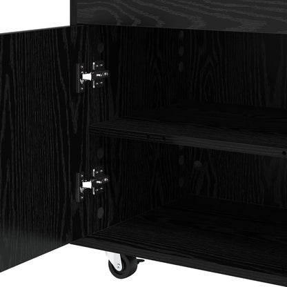 vidaXL Bar Cart Black Oak 60 x 39.5 x 89 cm Engineered Wood