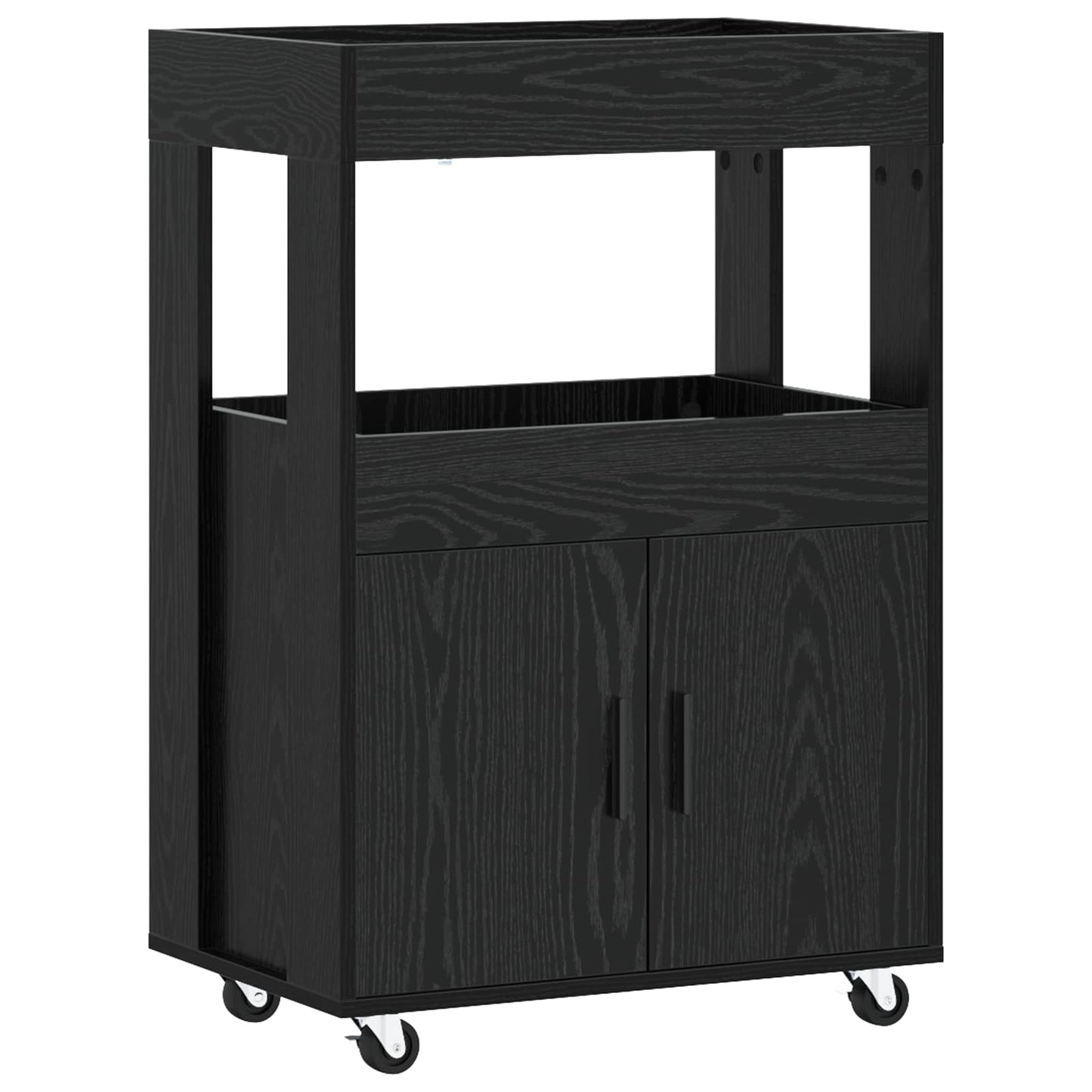 vidaXL Bar Cart Black Oak 60 x 39.5 x 89 cm Engineered Wood