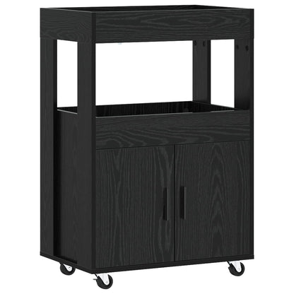 vidaXL Bar Cart Black Oak 60 x 39.5 x 89 cm Engineered Wood