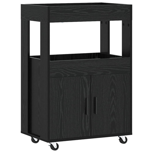 vidaXL Bar Cart Black Oak 60 x 39.5 x 89 cm Engineered Wood