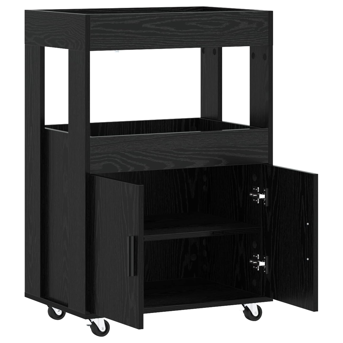 vidaXL Bar Cart Black Oak 60 x 39.5 x 89 cm Engineered Wood