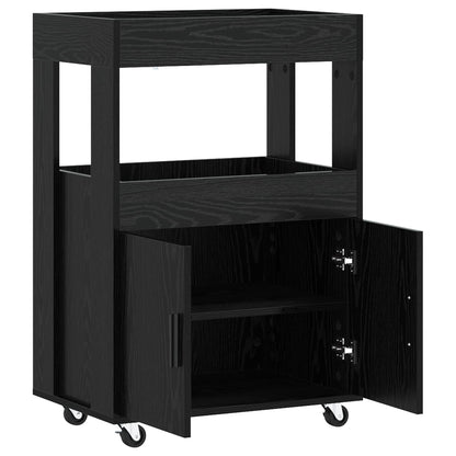 vidaXL Bar Cart Black Oak 60 x 39.5 x 89 cm Engineered Wood