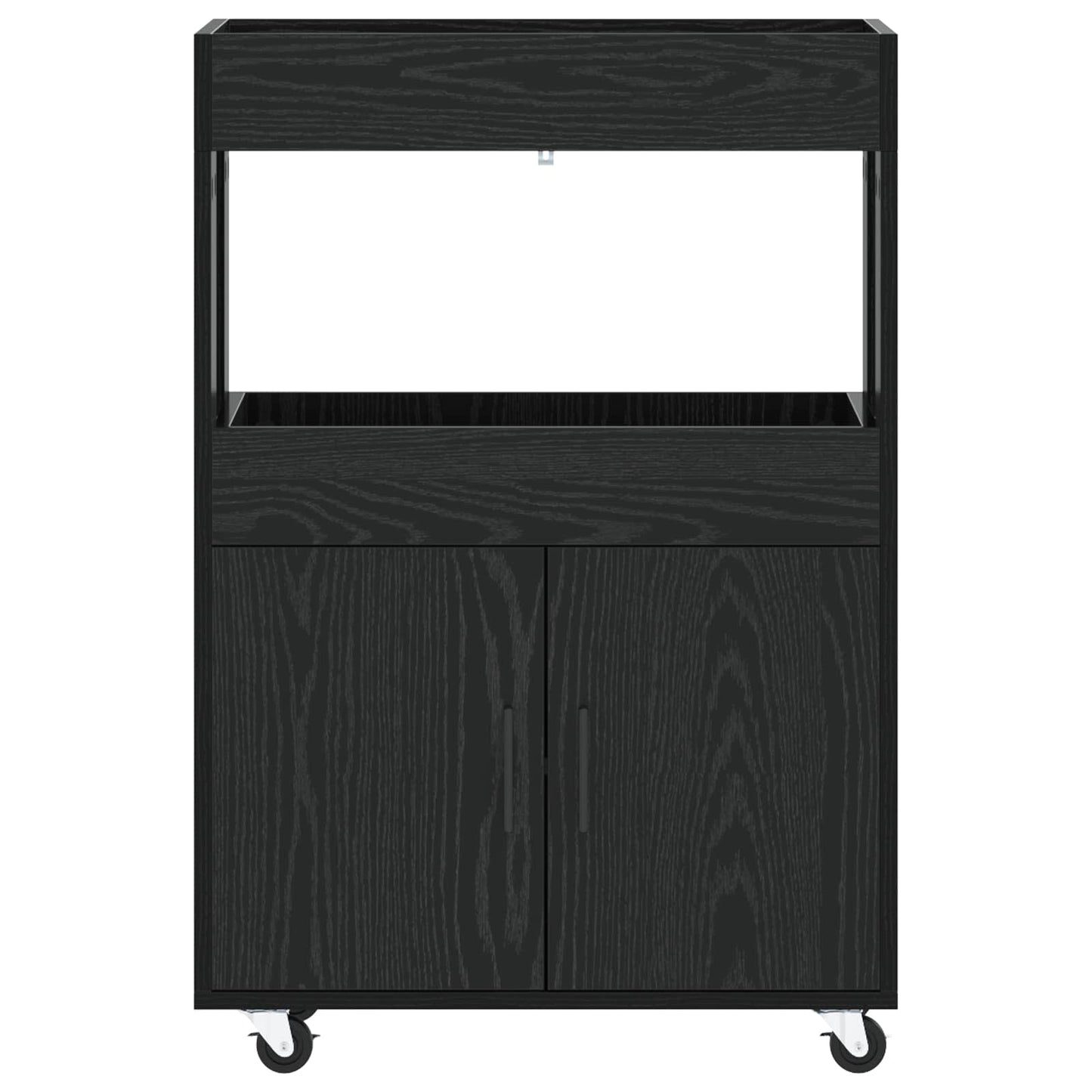 vidaXL Bar Cart Black Oak 60 x 39.5 x 89 cm Engineered Wood