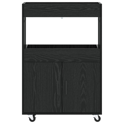 vidaXL Bar Cart Black Oak 60 x 39.5 x 89 cm Engineered Wood