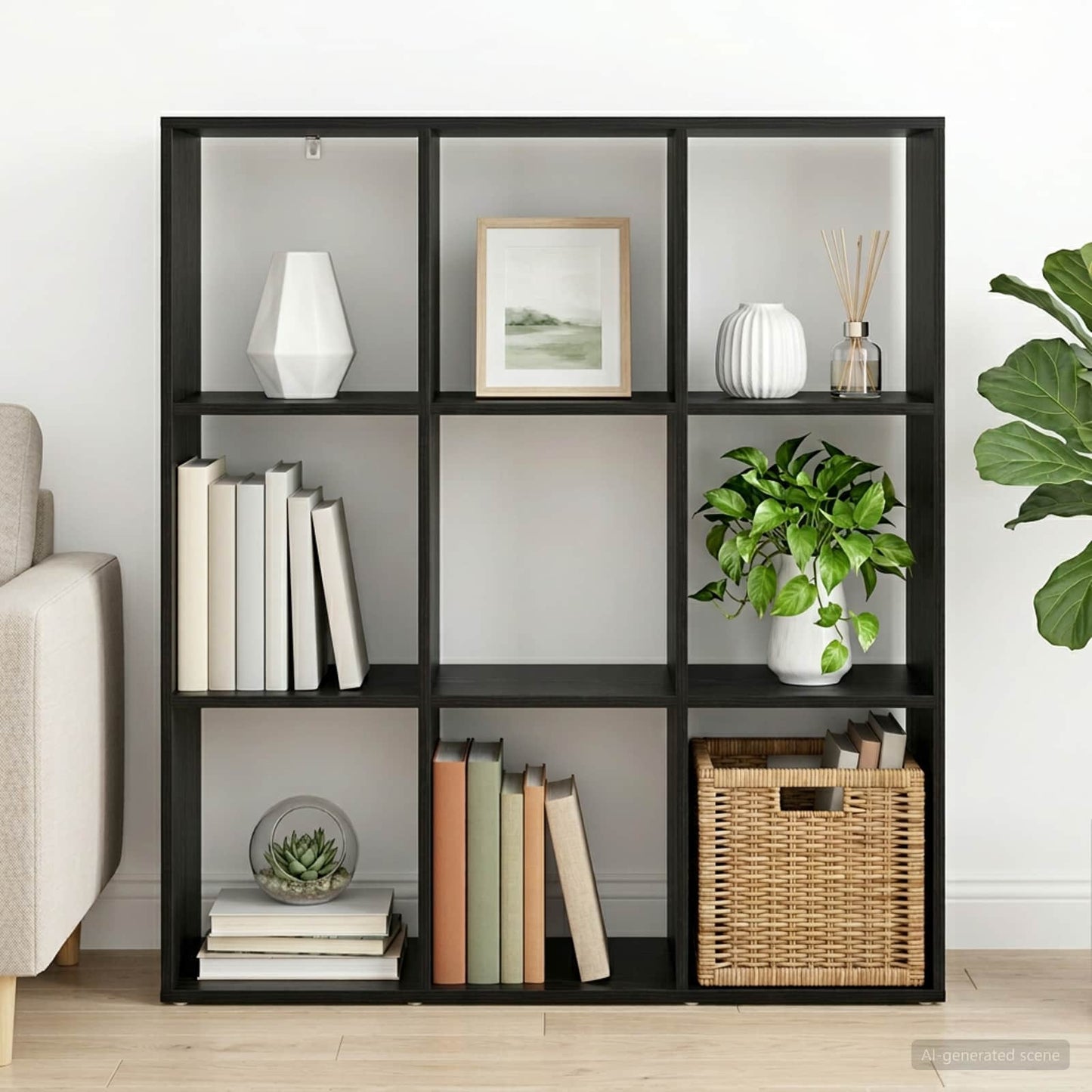 vidaXL Book Cabinet 102 x 29 x 103.5 cm Engineered Wood Black Oak