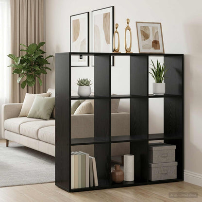 vidaXL Book Cabinet 102 x 29 x 103.5 cm Engineered Wood Black Oak