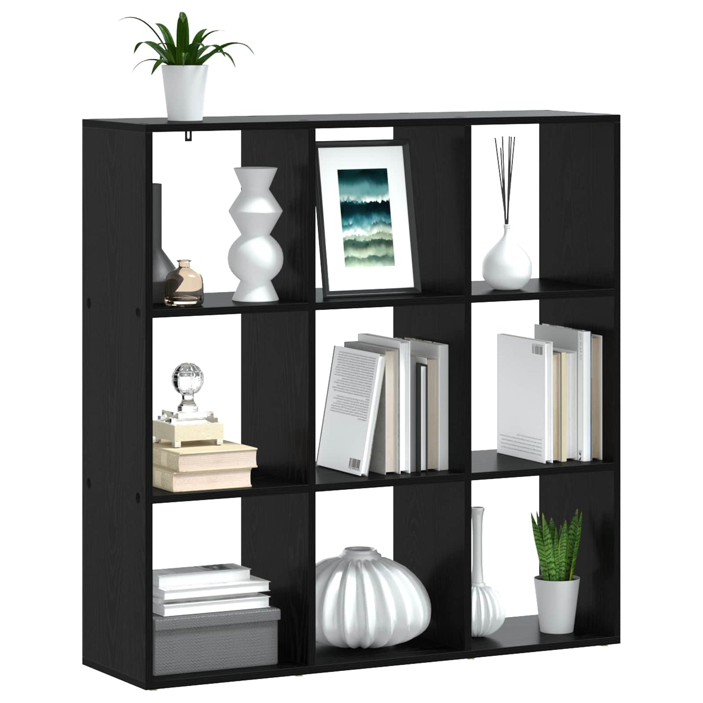 vidaXL Book Cabinet 102 x 29 x 103.5 cm Engineered Wood Black Oak