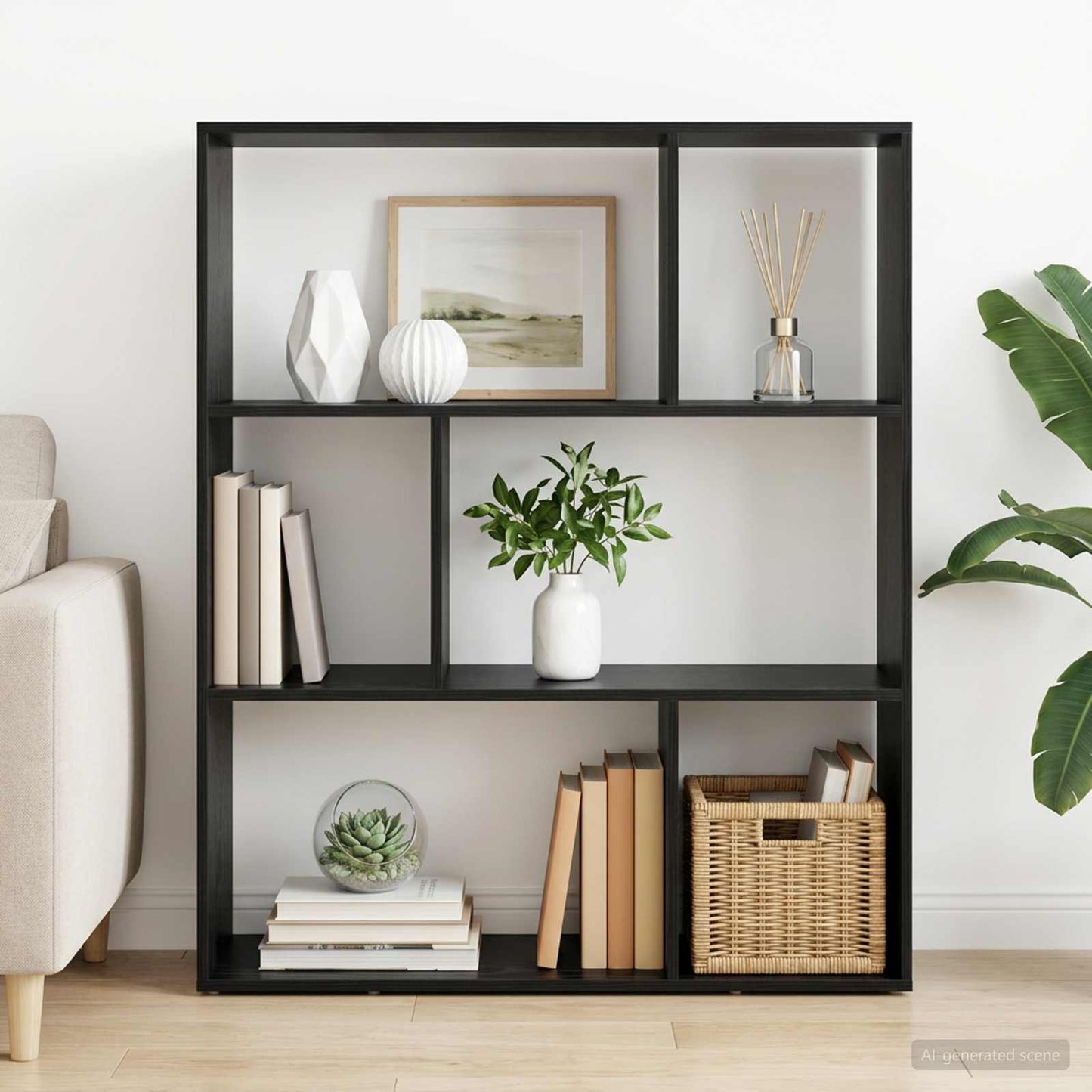 vidaXL Book Cabinet 102 x 29 x 103.5 cm Engineered Wood Black Oak