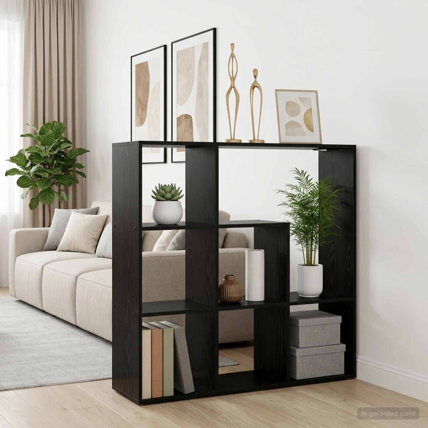 vidaXL Book Cabinet 102 x 29 x 103.5 cm Engineered Wood Black Oak