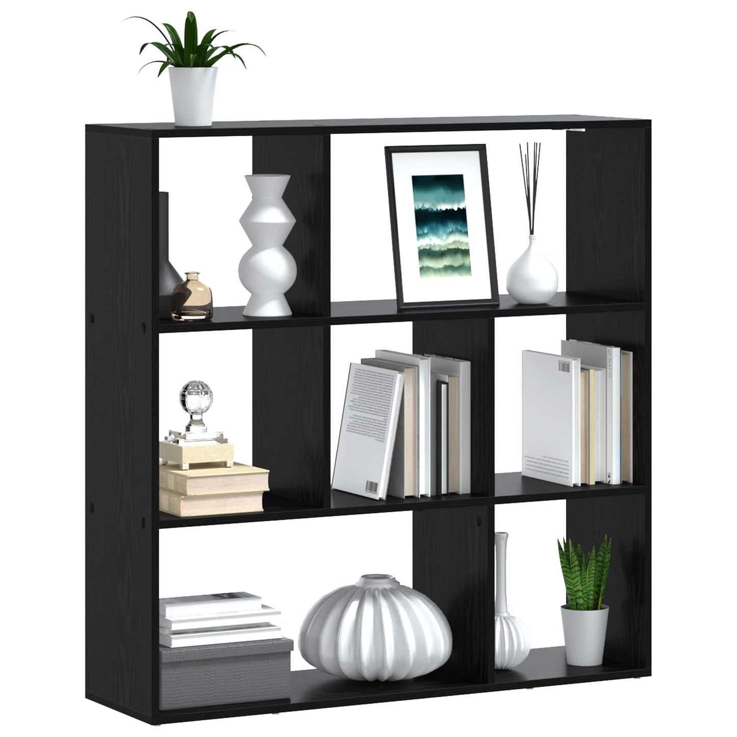 vidaXL Book Cabinet 102 x 29 x 103.5 cm Engineered Wood Black Oak