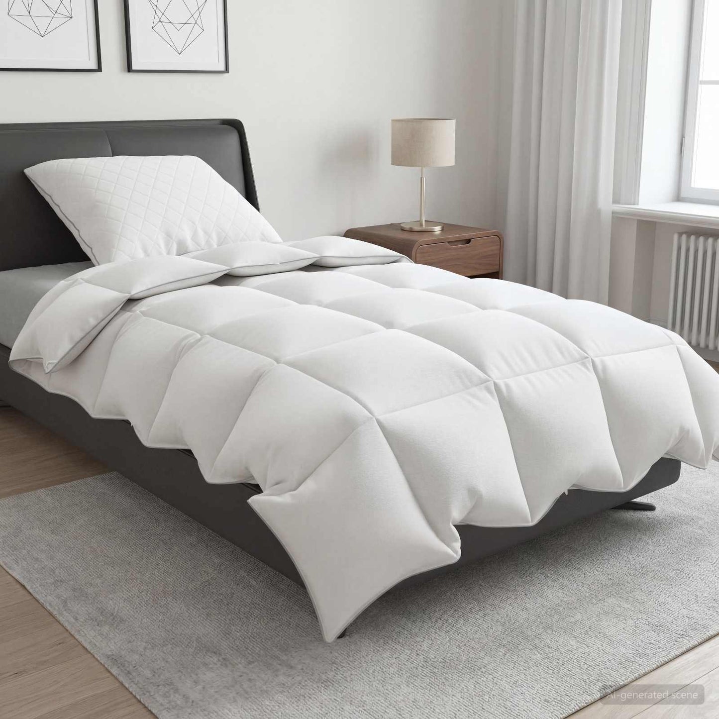 vidaXL 90% Goose Down Duvet Set FULDA 2 pcs 152 x 203 cm Winter White