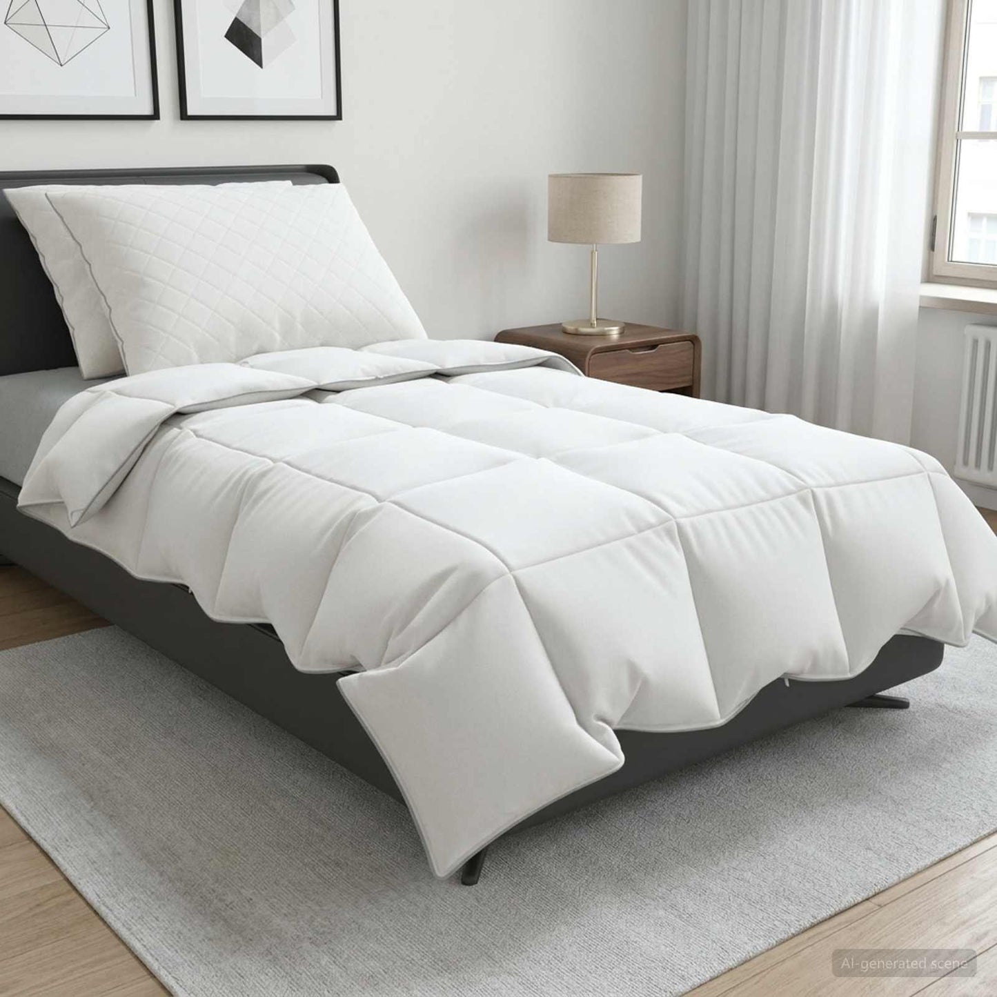 vidaXL 90% Goose Down Duvet Set FULDA 3 pcs 140 x 220 cm Summer White