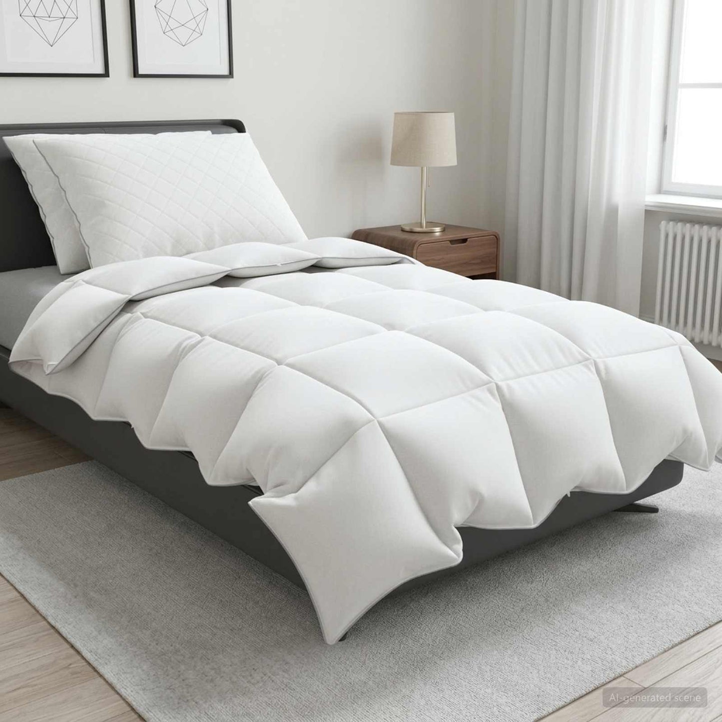 vidaXL 90% Goose Down Duvet Set FULDA 3 pcs 140 x 220 cm Winter White