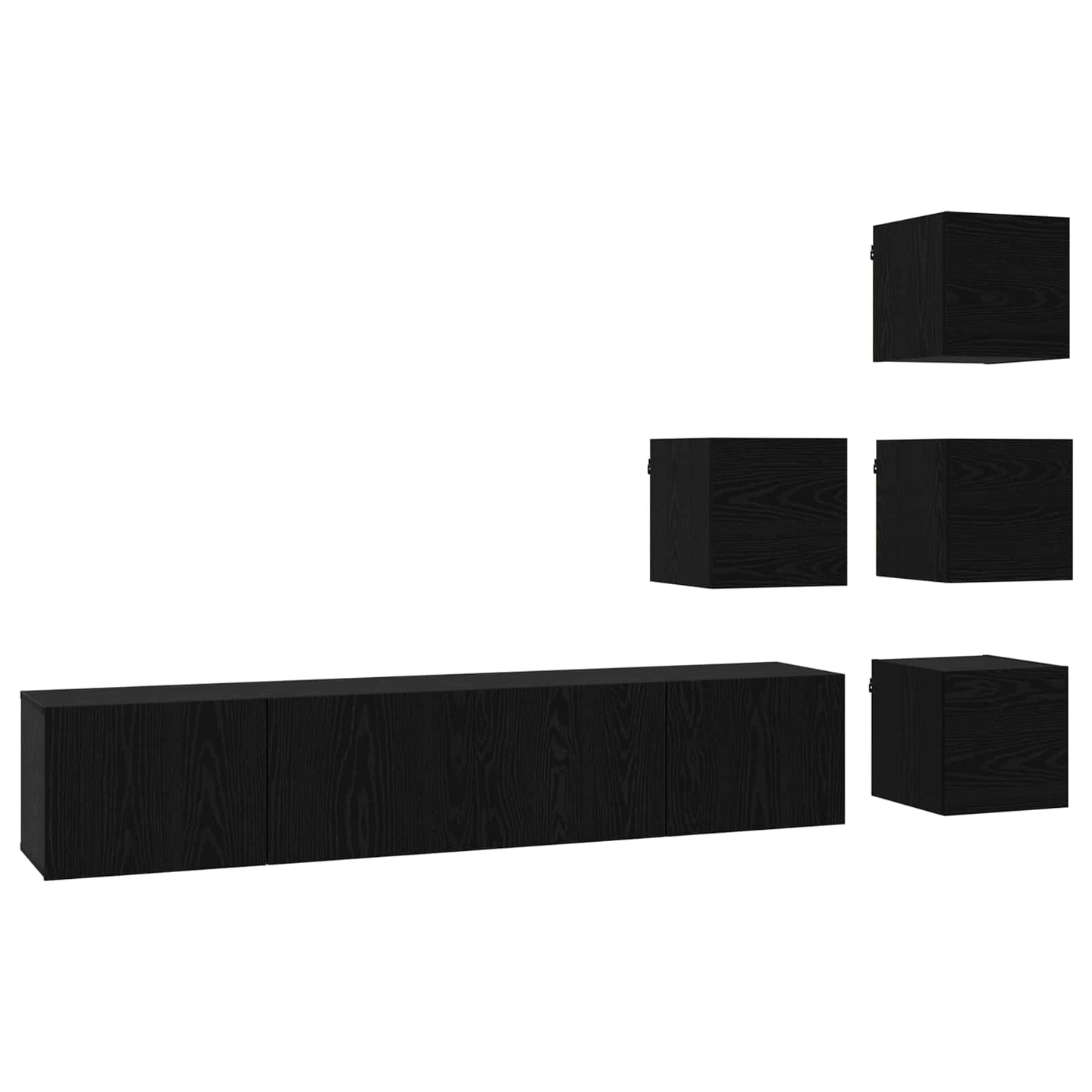 vidaXL TV Cabinet Set 6 pcs 80 x 30 x 30 cm Black Oak Engineered Wood