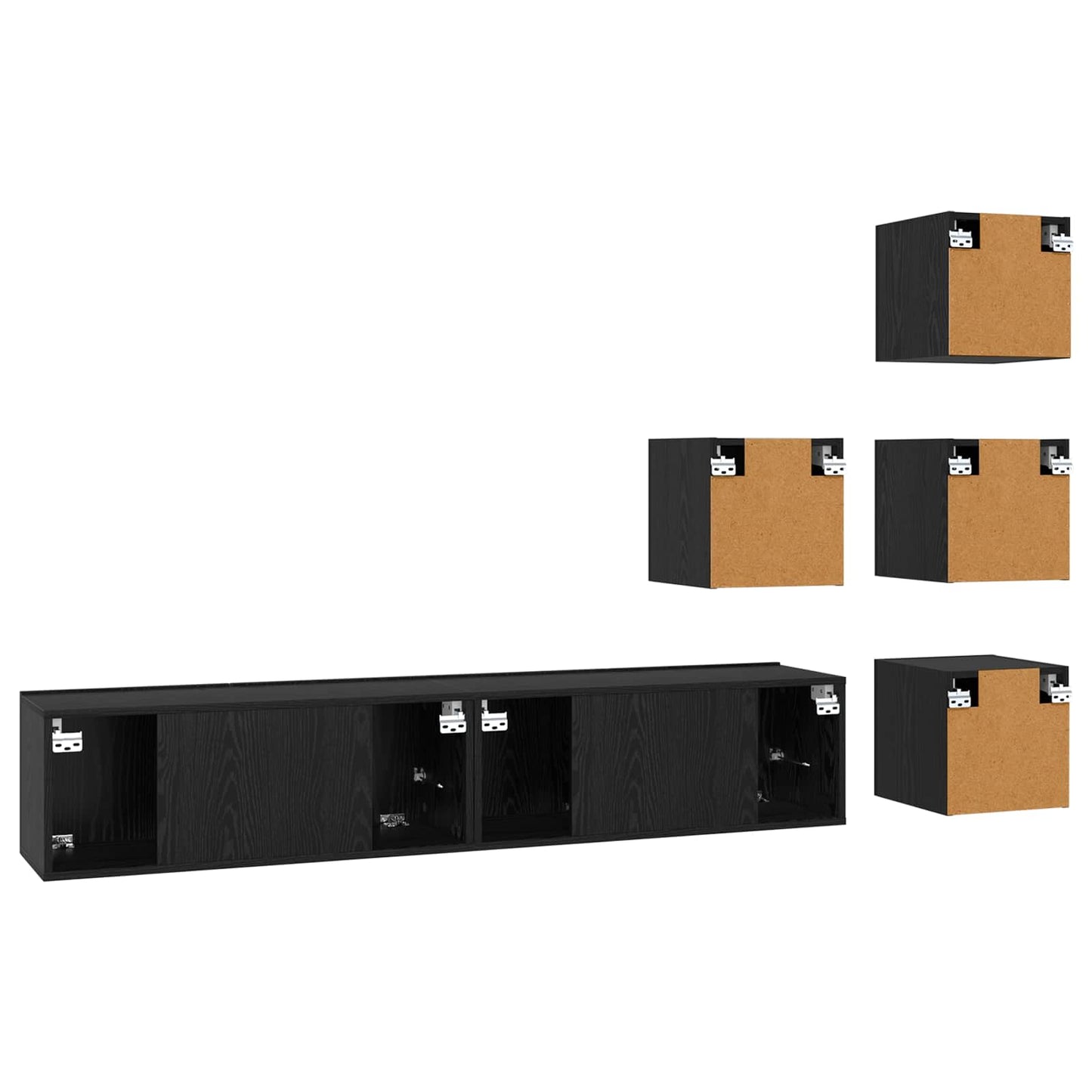 vidaXL TV Cabinet Set 6 pcs 80 x 30 x 30 cm Black Oak Engineered Wood