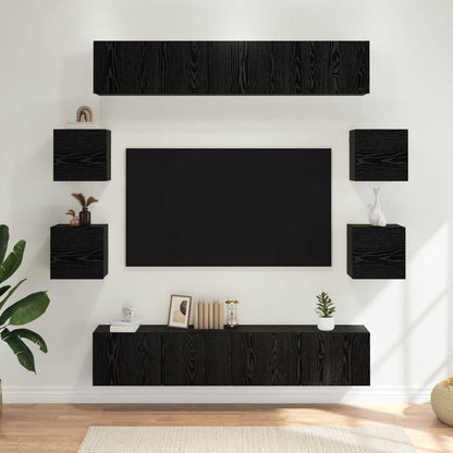 vidaXL TV Cabinet Set 8 pcs 80 x 30 x 30 cm Black Oak Engineered Wood