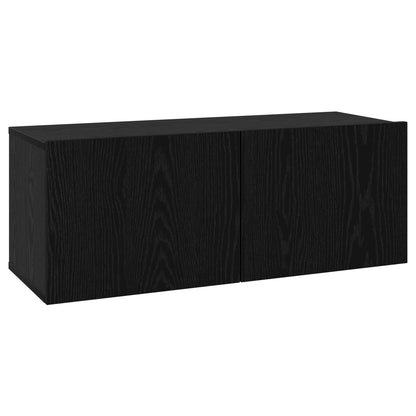 vidaXL TV Cabinet Set 8 pcs 80 x 30 x 30 cm Black Oak Engineered Wood