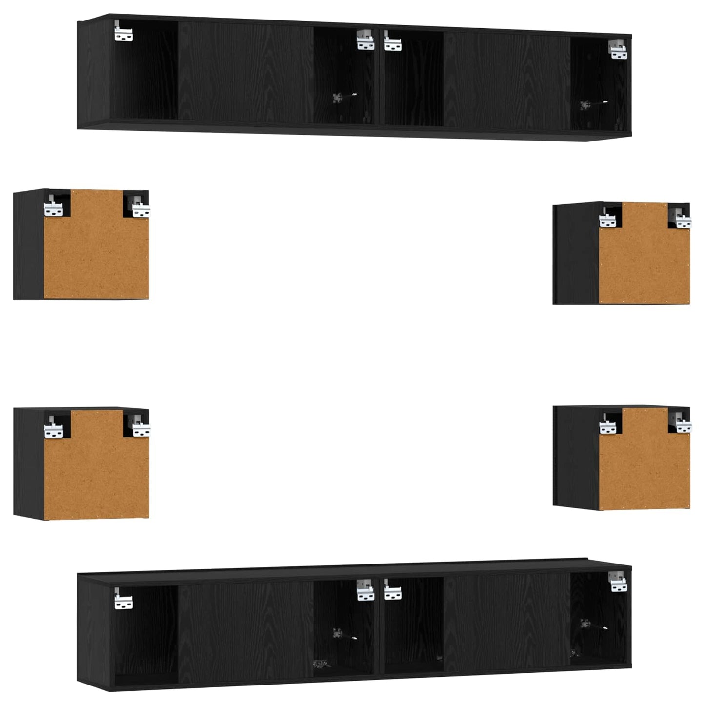 vidaXL TV Cabinet Set 8 pcs 80 x 30 x 30 cm Black Oak Engineered Wood