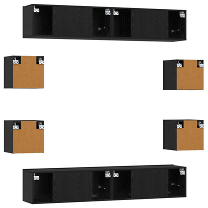 vidaXL TV Cabinet Set 8 pcs 80 x 30 x 30 cm Black Oak Engineered Wood