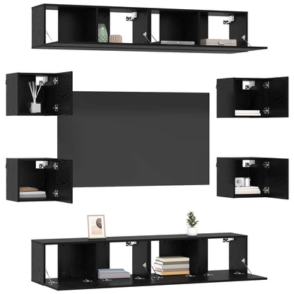 vidaXL TV Cabinet Set 8 pcs 80 x 30 x 30 cm Black Oak Engineered Wood