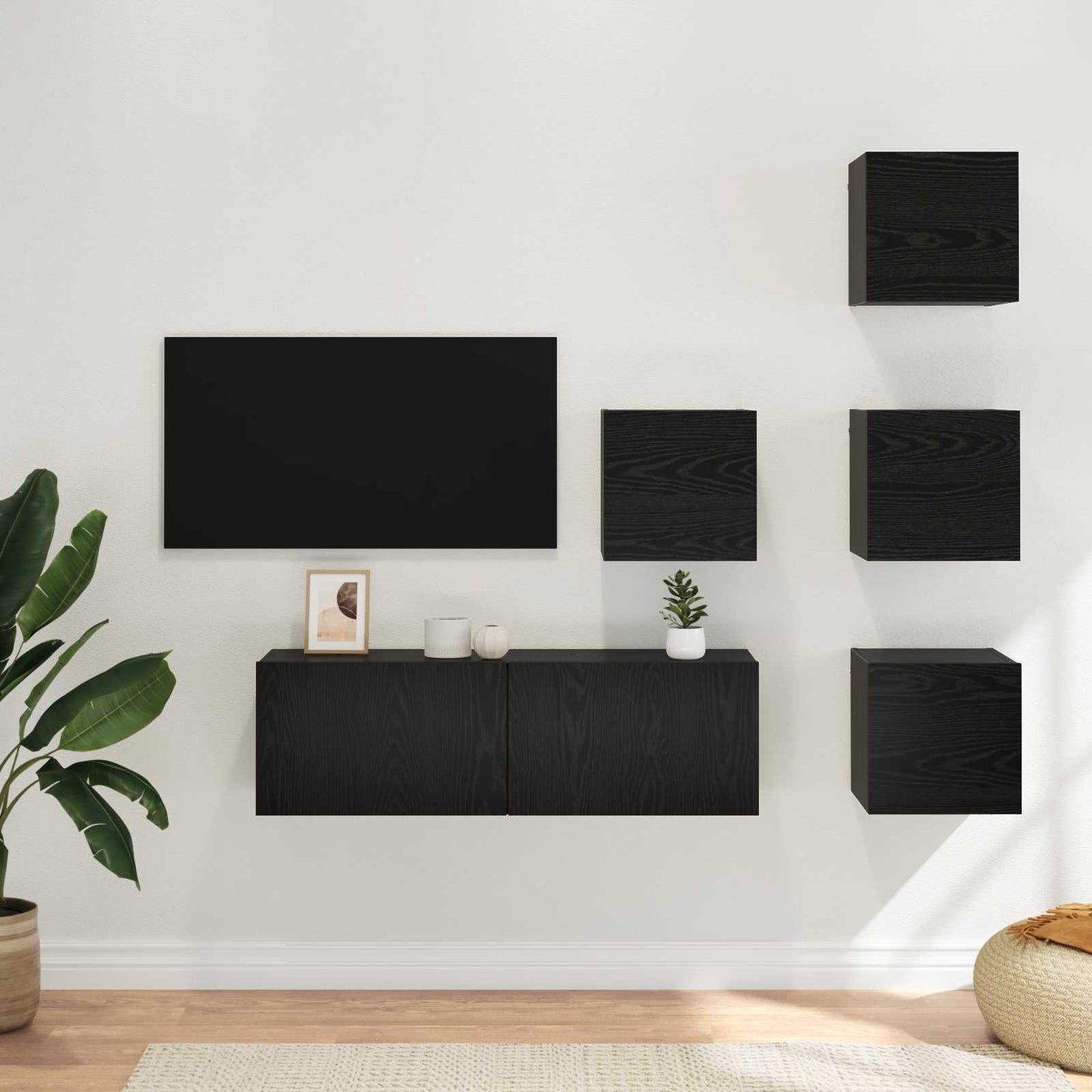 vidaXL TV Cabinet Set 5 pcs 100 x 30 x 30 cm Black Oak Engineered Wood