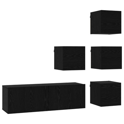 vidaXL TV Cabinet Set 5 pcs 100 x 30 x 30 cm Black Oak Engineered Wood