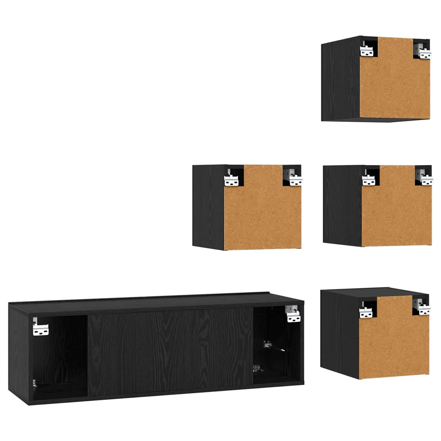 vidaXL TV Cabinet Set 5 pcs 100 x 30 x 30 cm Black Oak Engineered Wood