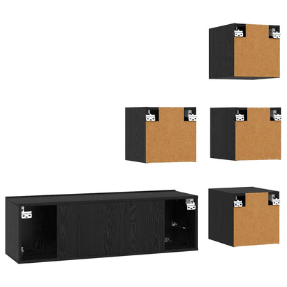 vidaXL TV Cabinet Set 5 pcs 100 x 30 x 30 cm Black Oak Engineered Wood