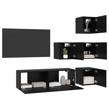 vidaXL TV Cabinet Set 5 pcs 100 x 30 x 30 cm Black Oak Engineered Wood