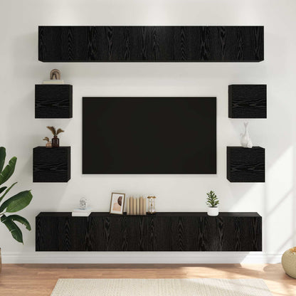 vidaXL TV Cabinet Set 8 pcs 100 x 30 x 30 cm Black Oak Engineered Wood