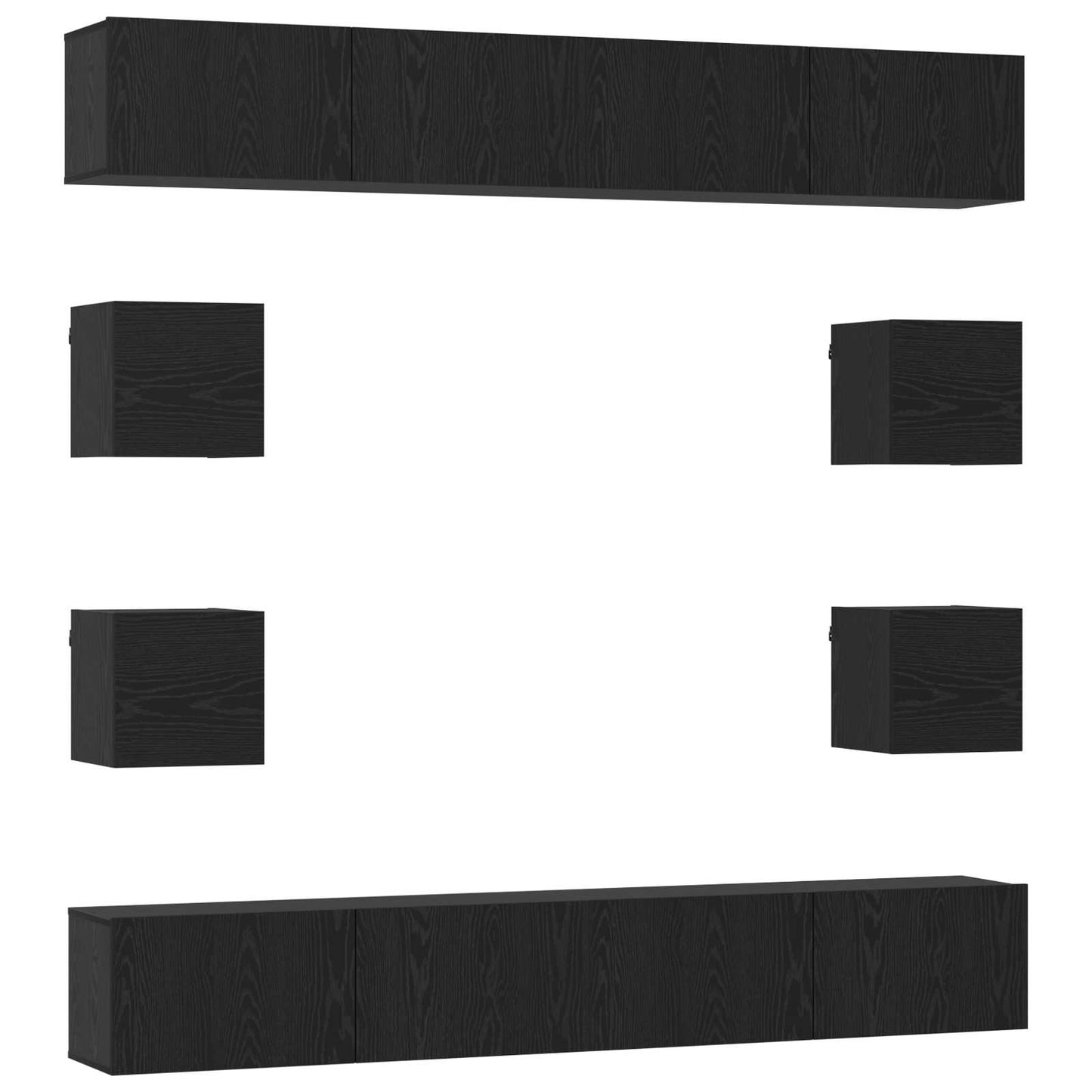 vidaXL TV Cabinet Set 8 pcs 100 x 30 x 30 cm Black Oak Engineered Wood