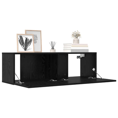 vidaXL TV Cabinet Set 8 pcs 100 x 30 x 30 cm Black Oak Engineered Wood