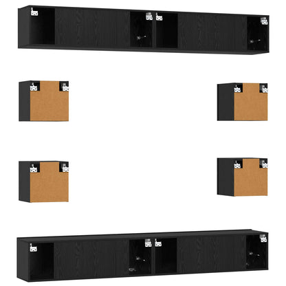 vidaXL TV Cabinet Set 8 pcs 100 x 30 x 30 cm Black Oak Engineered Wood