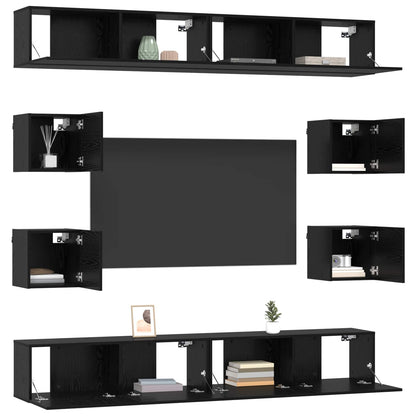 vidaXL TV Cabinet Set 8 pcs 100 x 30 x 30 cm Black Oak Engineered Wood